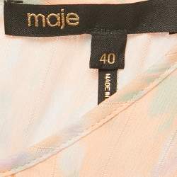 Maje Peach Abstract Print Chiffon Plissé Playsuit L