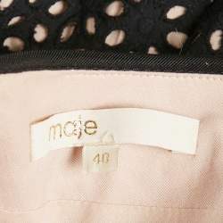 Pre Owned Maje Black Broderie Anglaise Cotton Strapless Mini Dress L