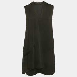 Maje Black Crepe Draped Mini Dress L