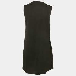 Pre Owned Maje Black Crepe Draped Mini Dress L