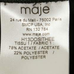 Pre Owned Maje Black Crepe Draped Mini Dress L