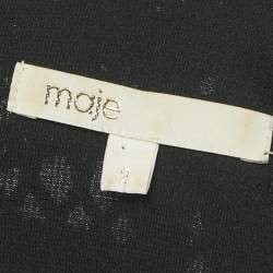 Pre Owned Maje Silver Lurex Crochet Sleeveless Mini Dress M