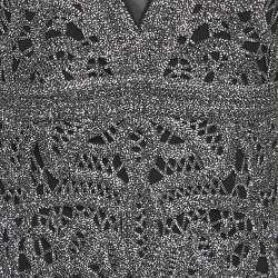 Pre Owned Maje Silver Lurex Crochet Sleeveless Mini Dress M