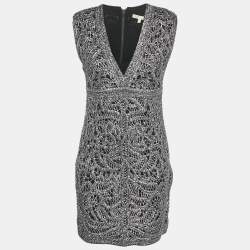 Maje Silver Lurex Crochet Sleeveless Mini Dress M