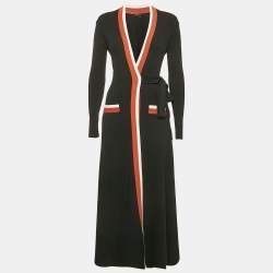Maje Black Knit Belted Long Cardigan S
