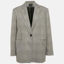 Maje Grey Plaid Houndstooth Single Breasted Blazer M