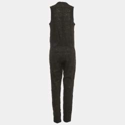 Maje Black Lace Zip Front Sleeveless Jumpsuit M