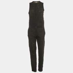 Maje Black Lace Zip Front Sleeveless Jumpsuit M