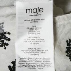 Maje White Patterned Crepe Printed Smocked Mini Dress S