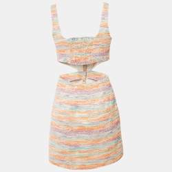 Maje Multicolor Tweed Cutout Detail Sleeveless Mini Dress XS