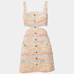 Maje Multicolor Tweed Cutout Detail Sleeveless Mini Dress XS