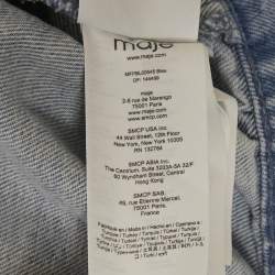 Maje Light Blue Denim Studded Crop Jacket XS