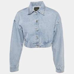 Maje Light Blue Denim Studded Crop Jacket XS