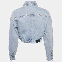 Maje Light Blue Denim Studded Crop Jacket XS