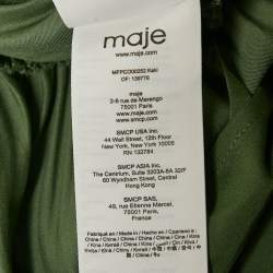 Pre Owned Maje Khaki Green Satin Smocked Jumpsuit S
