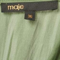 Pre Owned Maje Khaki Green Satin Smocked Jumpsuit S