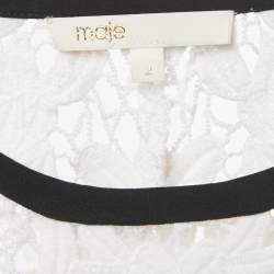 Maje White Lace Sleeveless Sheer Top M