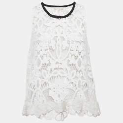 Maje White Lace Sleeveless Sheer Top M