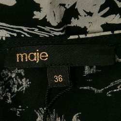Maje Black Printed Cotton Top and Wrap Skirt Set M/S