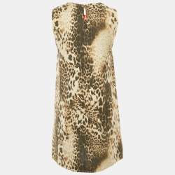 Maje Brown Leopard Pattern Linen Blend Shift Dress S