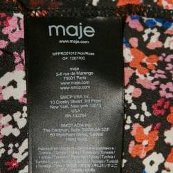 Maje Black/Multicolor Floral Print Cotton and Crepe Asymmetric Dress M