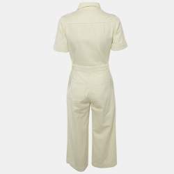 Maje Off-White Cotton Drill Zip-Up Jumpsuit S