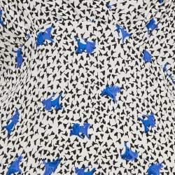 Pre Owned Maje White Floral Print Crepe Asymmetric Ruffled Mini Dress M