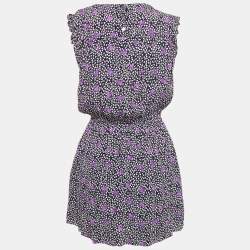 Pre Owned Maje Navy Blue Floral Print Crepe Pensées Marine Parme Mini Dress S
