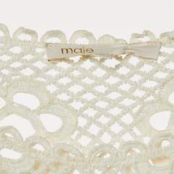 Maje Off White Embroidered Mesh Loriquet Long Sleeve Top M
