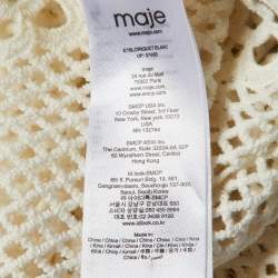 Maje Off White Embroidered Mesh Loriquet Long Sleeve Top M