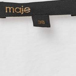 Pre Owned Maje White Floral Embroidery Cotton V-Neck Mini Dress M