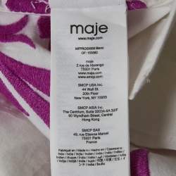 Pre Owned Maje White Floral Embroidery Cotton V-Neck Mini Dress M