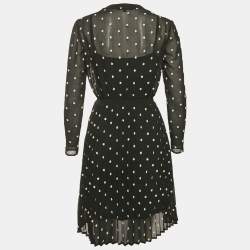 Pre Owned Maje Black Floral Embroidery Georgette Pleated Rivola Short Dress S
