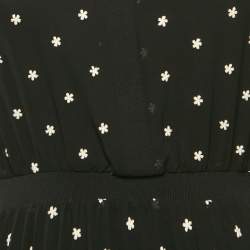 Pre Owned Maje Black Floral Embroidery Georgette Pleated Rivola Short Dress S