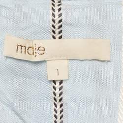 Pre Owned Maje Blue Stripe Crepe Button Front Belted Maxi Dress S