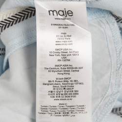 Pre Owned Maje Blue Stripe Crepe Button Front Belted Maxi Dress S