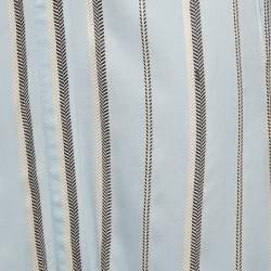 Pre Owned Maje Blue Stripe Crepe Button Front Belted Maxi Dress S
