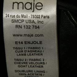 Pre Owned Maje Black Leather & Suede Patterned Mini Skirt S