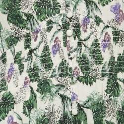 Pre Owned Maje White Printed Linen Blend V-Neck Midi Dress XL