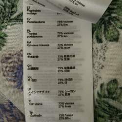 Pre Owned Maje White Printed Linen Blend V-Neck Midi Dress XL