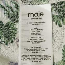 Pre Owned Maje White Printed Linen Blend V-Neck Midi Dress XL