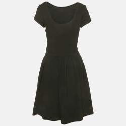 Pre Owned Maje Black Crepe Smocked Mini Dress M