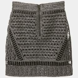 Pre Owned Maje Metallic Lurex Crochet Mini Skirt S