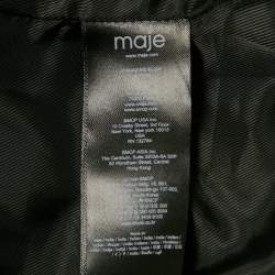 Pre Owned Maje Black Leather Biker Jacket S