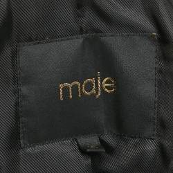 Pre Owned Maje Black Leather Biker Jacket S