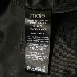 Pre Owned Maje Black Leather Biker Jacket S