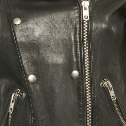 Pre Owned Maje Black Leather Biker Jacket S