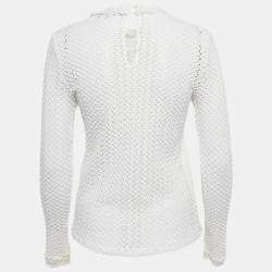 Pre Owned Maje White Textured Crochet Long Top S