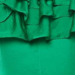 Pre Owned Maje Green Satin Ruffed Off-Shoulder Midi Dress S