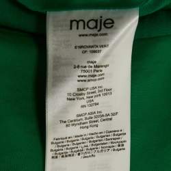 Pre Owned Maje Green Satin Ruffed Off-Shoulder Midi Dress S